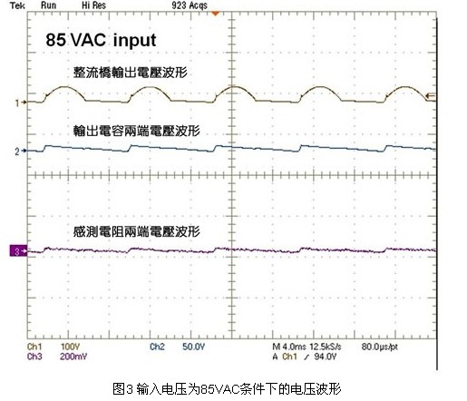 输入电压为85VAC条件下的电压波形