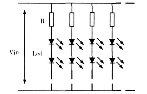 圖2  采用鎮(zhèn)流電阻驅(qū)動的原理圖