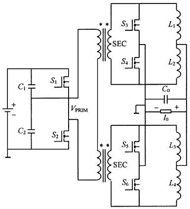 交錯(cuò)并聯(lián)低壓大電流DC-DC變換器的電路原理圖