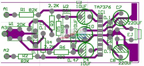 TA7376制作超級(jí)廣場(chǎng)效果的耳機(jī)放大器PCB TA7376 Headphone amplifier