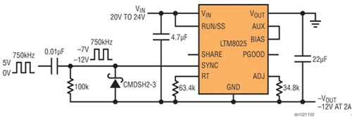 针对-12V输出的LTM8025应用电路原理图