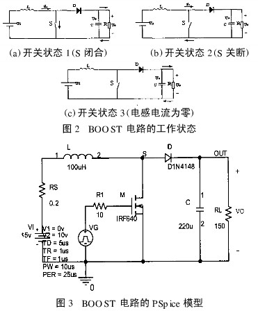 圖2 BOOST 電路的工作狀態(tài)