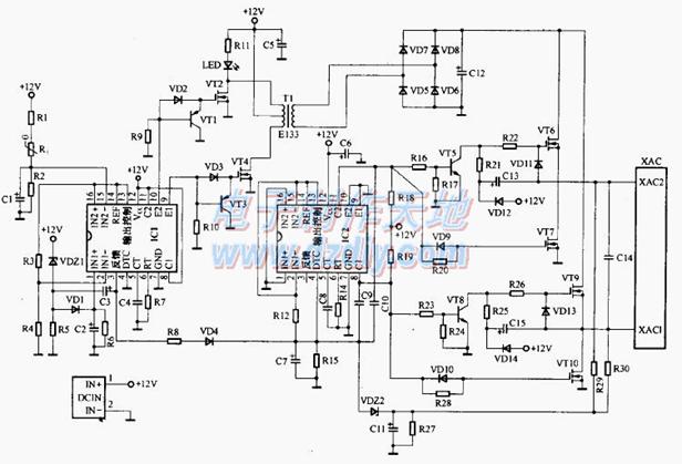 常見的車載逆變器電路圖TL494/KA7500 POWER INVERTER