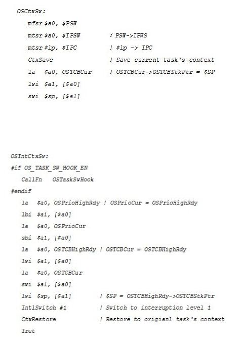 OSCtxSw（）和OSIntCtxSw（）實(shí)現(xiàn)代碼