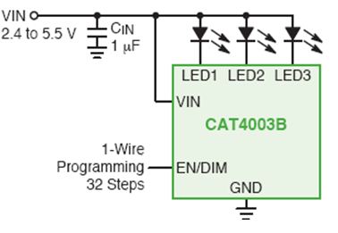 图7：CAT4003B线性背光驱动器应用电路