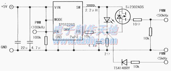 可调亮度的三基色LED照明灯的设计制作电路图TPS62260 LED driver