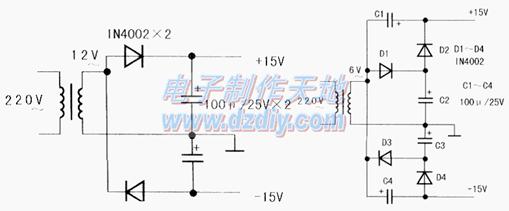 易制的家用脈沖治療儀電源電路圖Low frequency signal generator