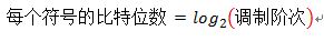 公式2.每個符號的比特位數(shù)隨著調(diào)制機制的復雜性而增加。