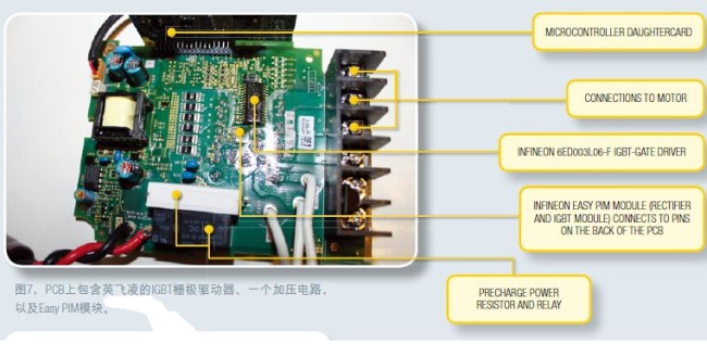 圖7，PCB上包含英飛凌的IGBT柵極驅(qū)動器、一個加壓電路，以及Easy PIM模塊。