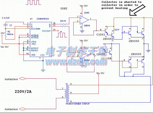 CD4047 500W 12V 220伏逆变器电路 