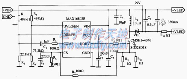 MAX16802典型LED驱动电路