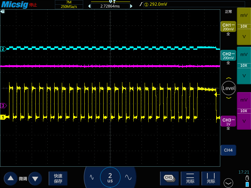 5示波器测高频长串方波脉冲变成了锯齿波.jpg 5示波器测高频长串方波脉冲变成了锯齿波.jpg