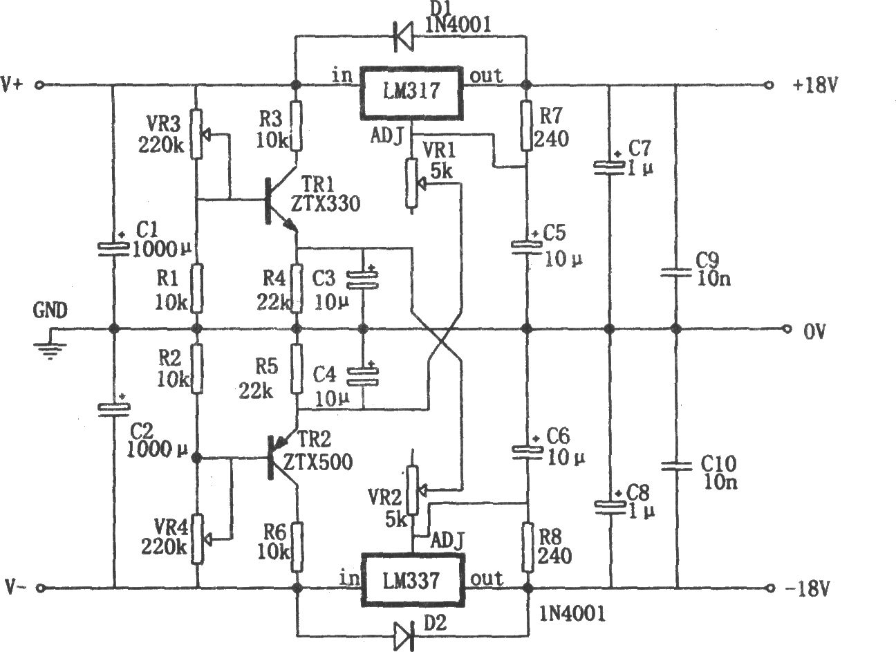 lm317構成的0～±30v,1.5a電源