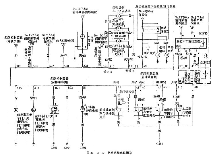 奥德赛汽车防盗系统电路图