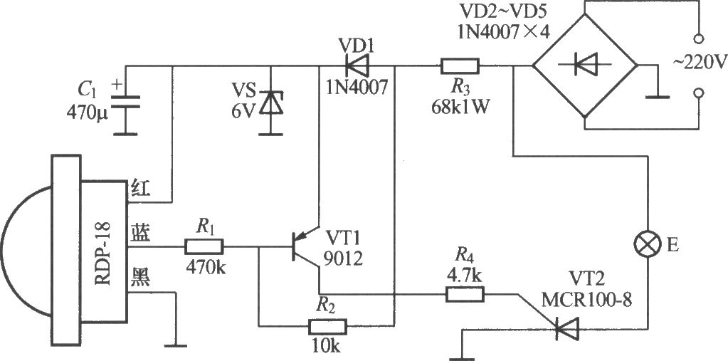 热释电红外感应自动灯电路7