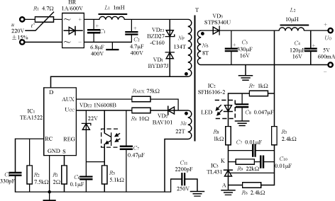 tea1520系列單片開關電源的應用電路及設計要點